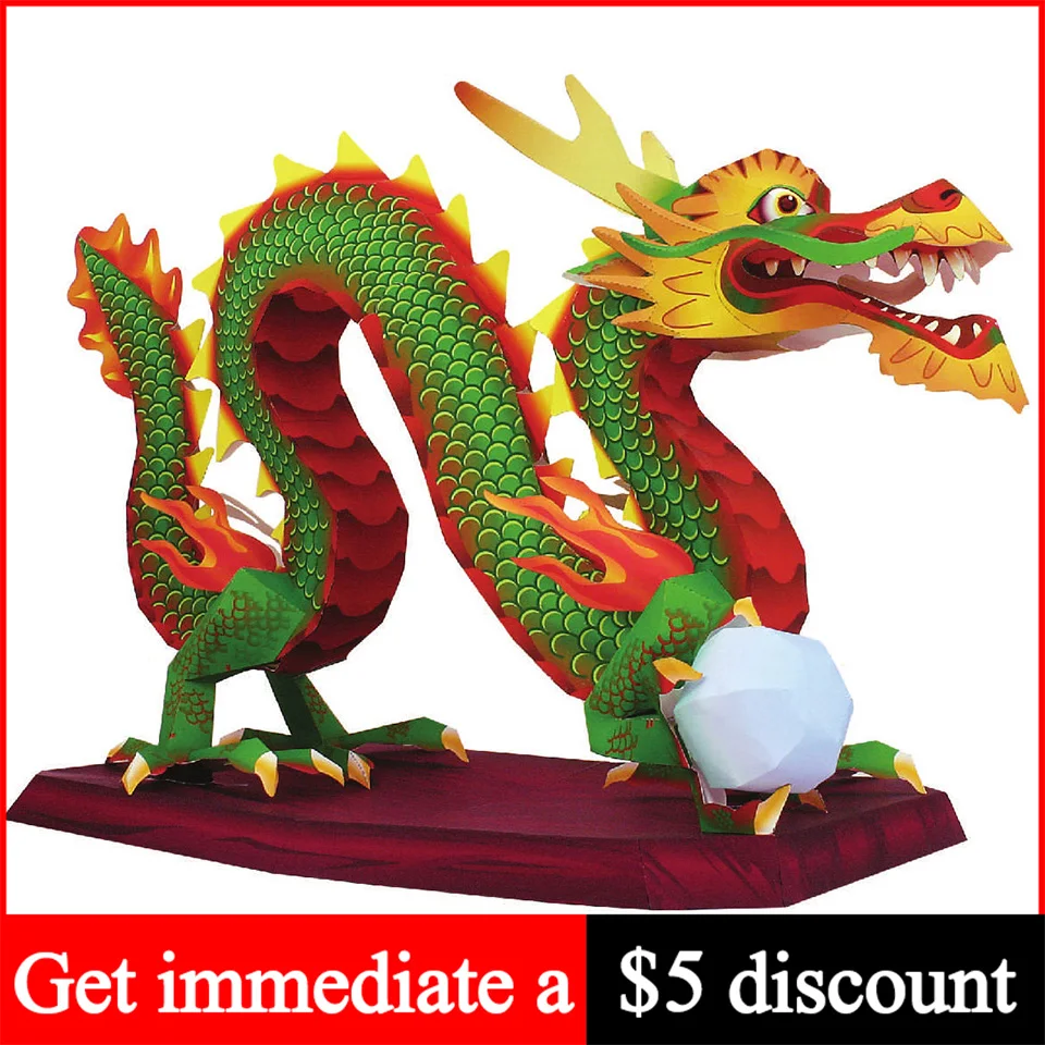 Art Craft Cardboard - Dragão chinês loong artesanal origami arte